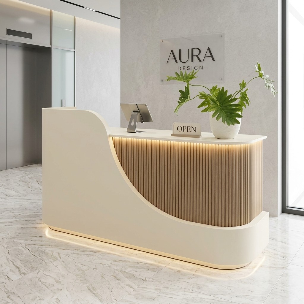 Counter De Recepción Curvo Moderno Led