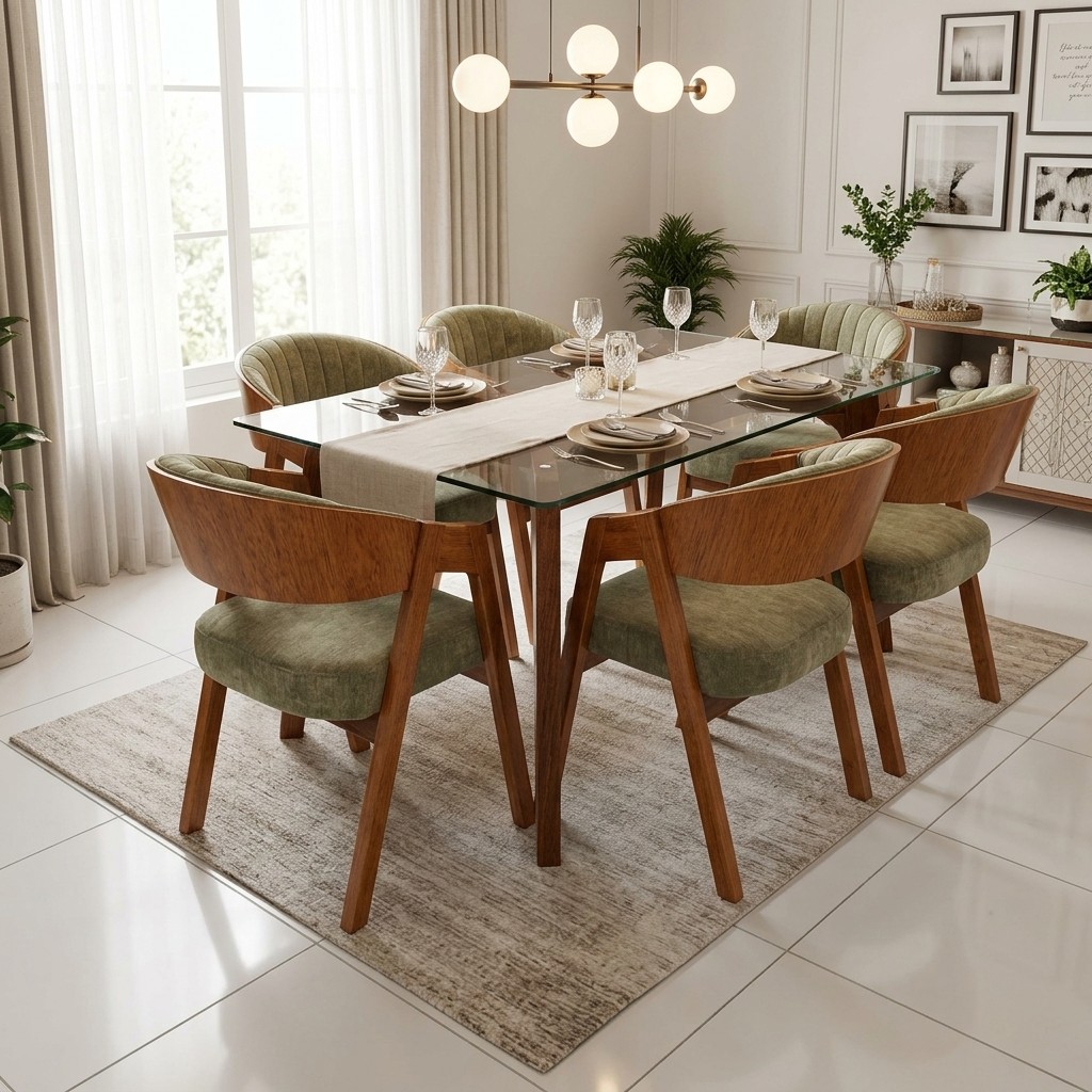 Juego de Comedor Carmona 6 Sillas con Mesa de Vidrio