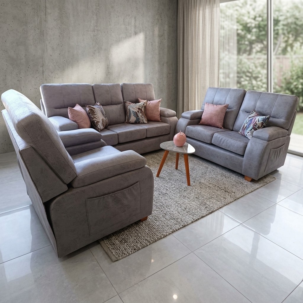 Juego de Sala Reclinable 3-2-1 Confort Gris