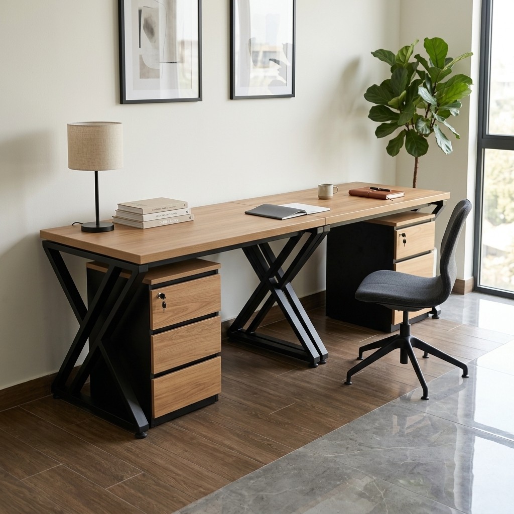 Escritorio Doble Ejecutivo Industrial con Cajoneras