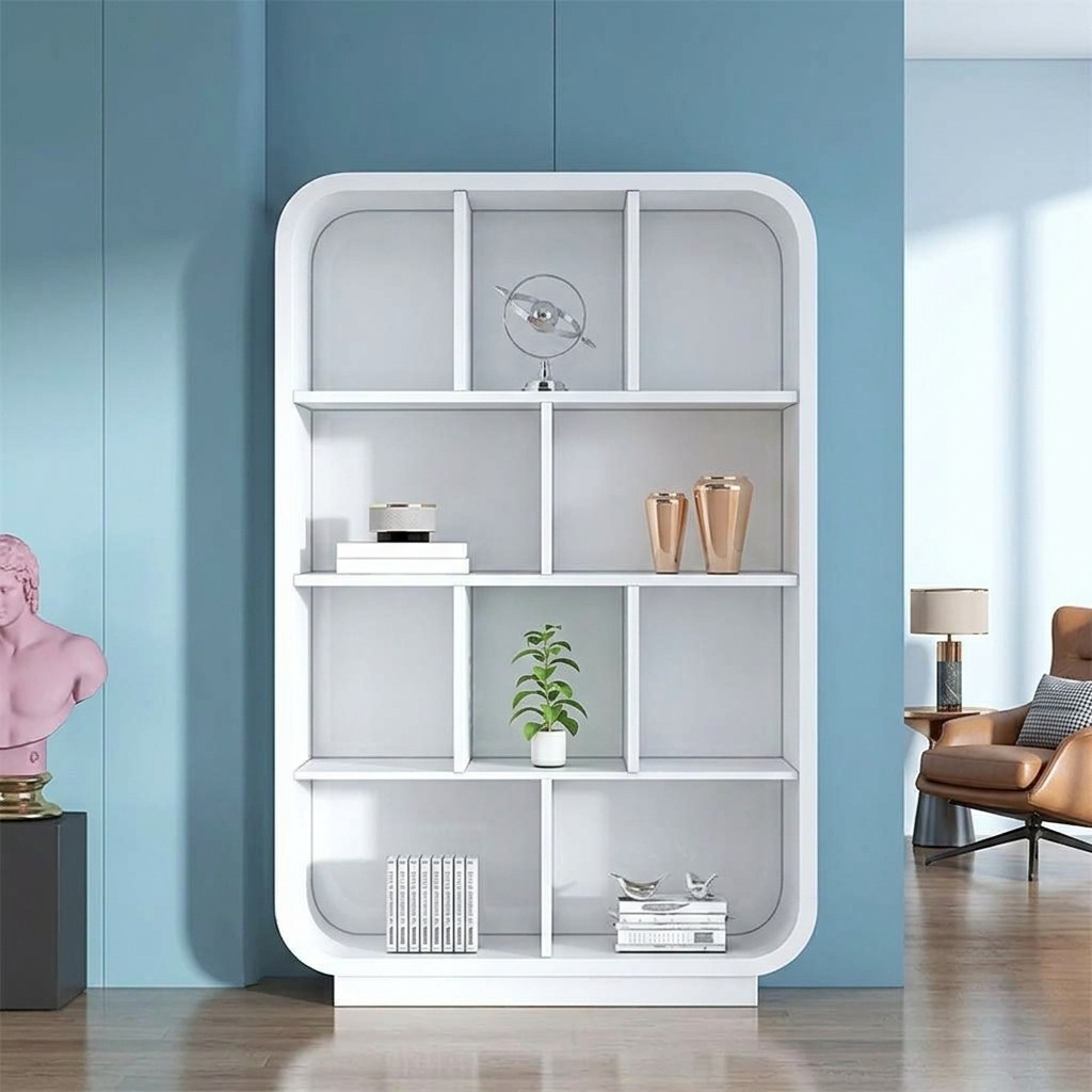 Estante Librero Moderno Curvo Blanco