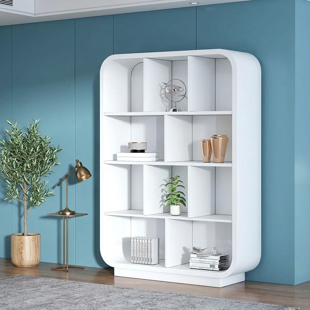 Estante Librero Moderno Curvo Blanco