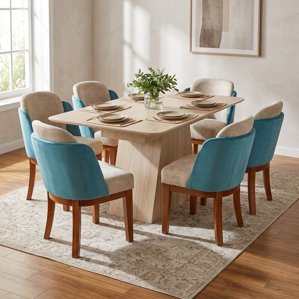 Juego de Comedor Vintage 6 Sillas Bicolor