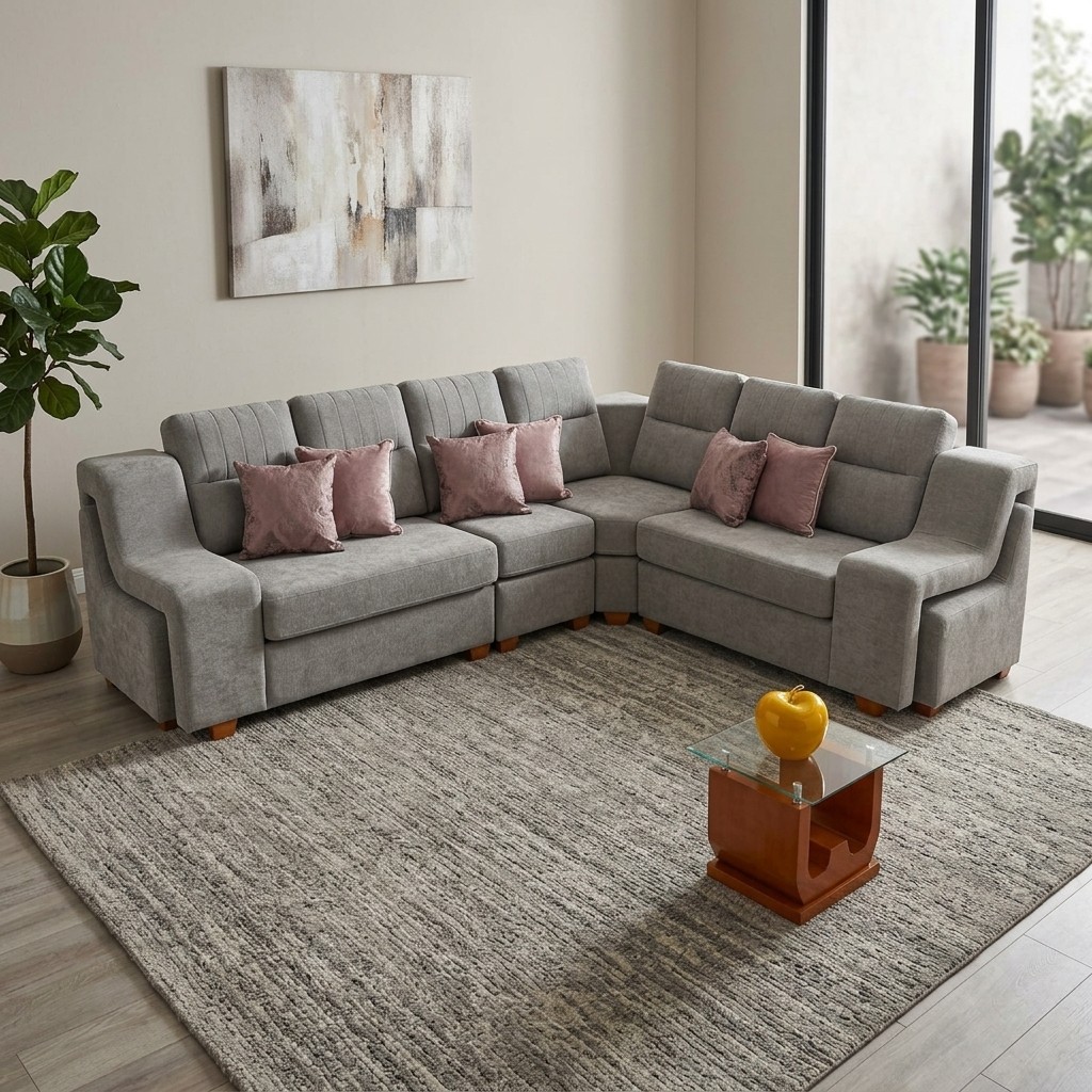 Sofá Seccional Esquinero Moderno Gris Praga