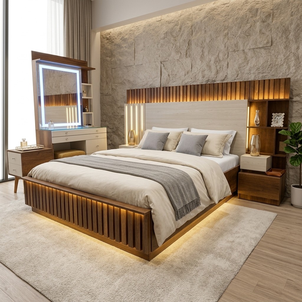 Juego de Dormitorio Moderno Élite con Luces LED