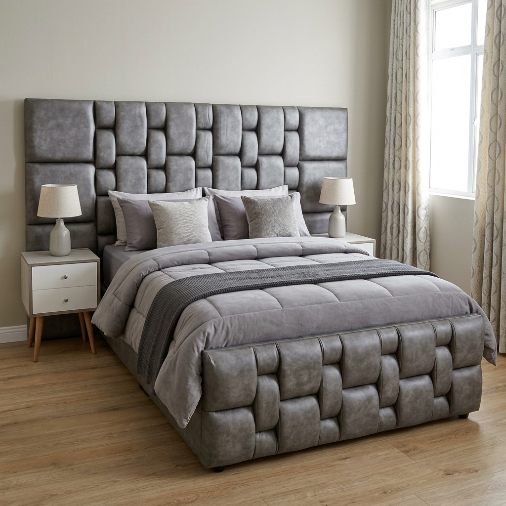 Juego de Dormitorio Acolchado Trenzado Gris