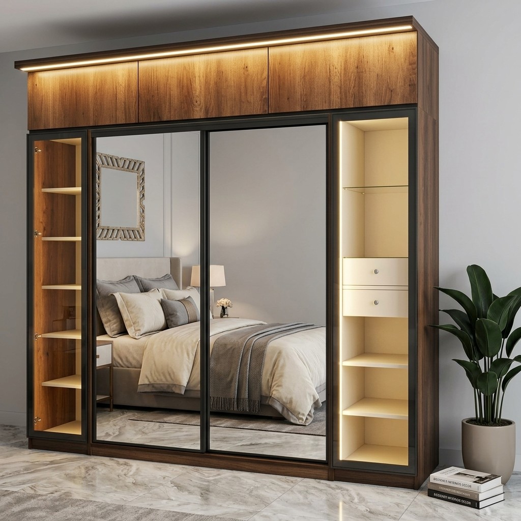 Ropero Closet Moderno con Espejos y Zapatera LED
