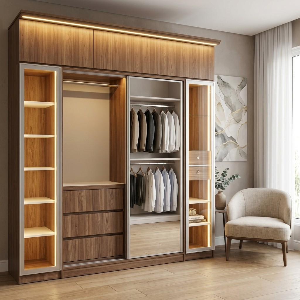 Ropero Closet Premium con Zapatera y Luz LED